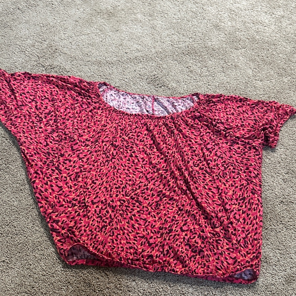 LOFT Pink and Black Patterned Blouse